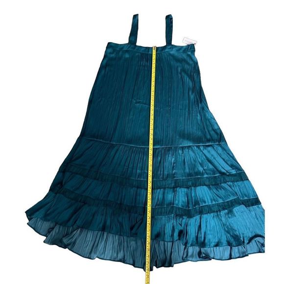 NWT ANTHROPOLOGIE ANTIQUE TEAL ASBURY TIERED MIDI DRESS Size  S - Picture 4 of 8